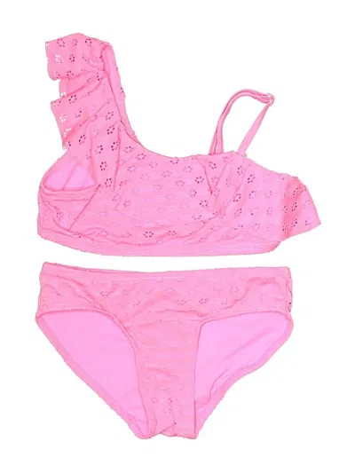 Pre-owned Justice Kids' Two Piece Swimsuit In Pink