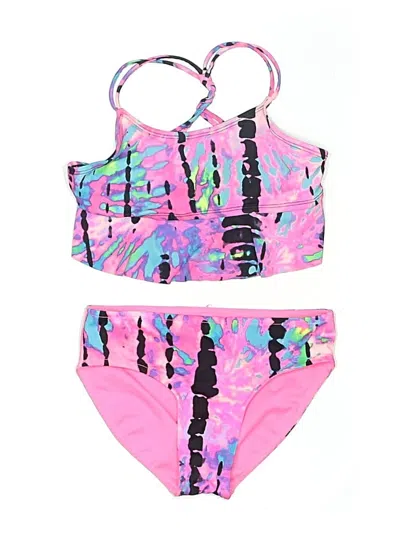 Pre-owned Justice Kids' Two Piece Swimsuit In Pink