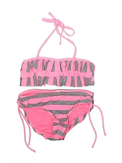 Pre-owned Justice Kids' Two Piece Swimsuit In Pink