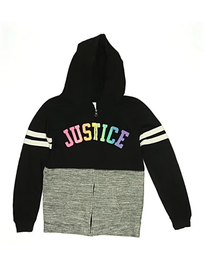 Pre-owned Justice Kids' Zip Up Hoodie In Black