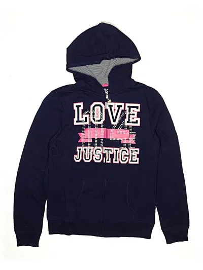 Pre-owned Justice Kids' Zip Up Hoodie In Blue