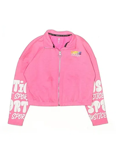 Pre-owned Justice Kids' Zip Up Hoodie In Pink