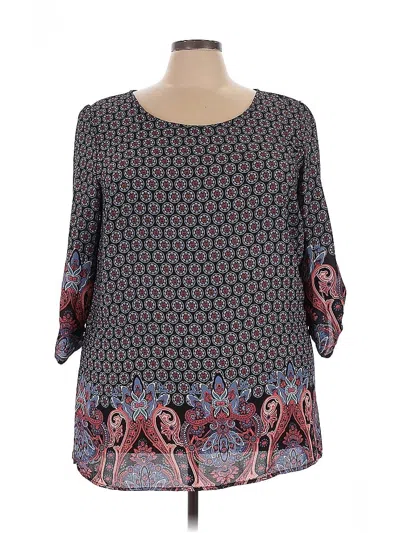 Pre-owned Justify 3/4 Sleeve Blouse In Black