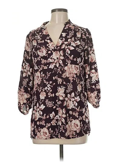 Pre-owned Justify 3/4 Sleeve Blouse In Brown