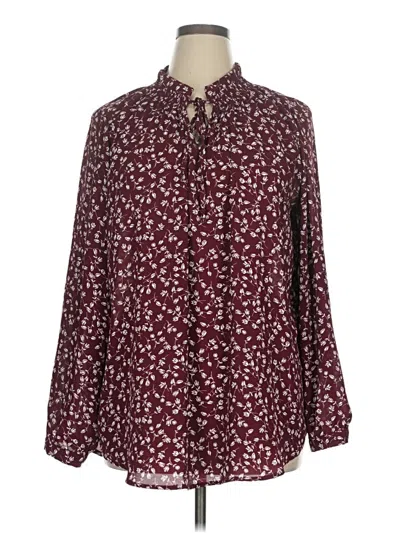 Pre-owned Justify Long Sleeve Blouse In Burgundy