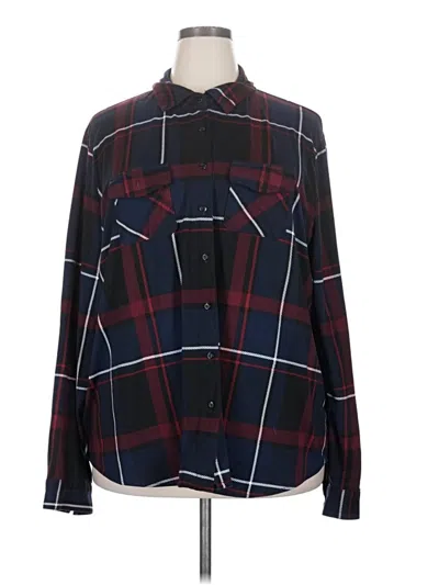 Pre-owned Justify Long Sleeve Blouse In Burgundy