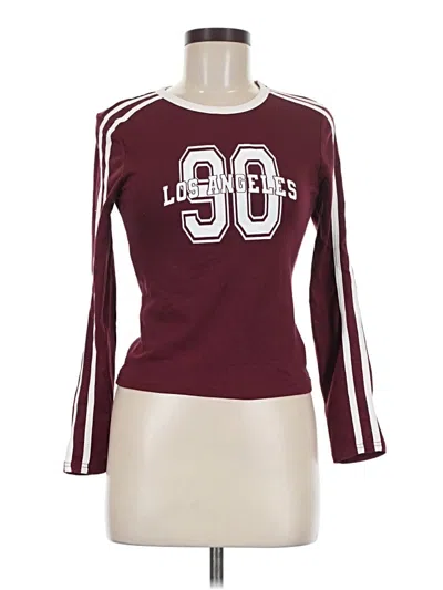 Pre-owned Justify Long Sleeve Top Burgundy Crew Neck Tops