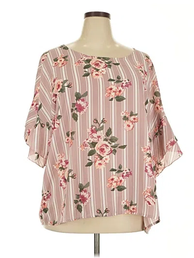 Pre-owned Justify Short Sleeve Blouse In Pink