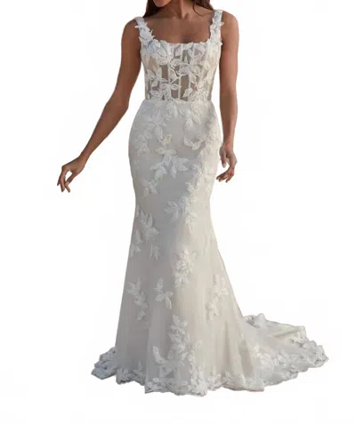 Justin Alexander Beaded Lace & Tulle Wedding Dress In Ivory In White
