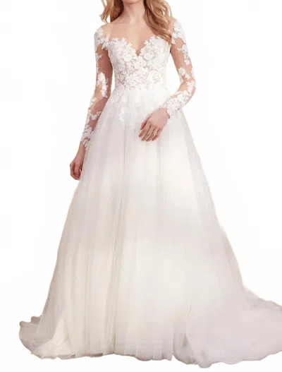 Justin Alexander Clarabella Long Sleeve Tulle Wedding Ball Gown In Ivory In White