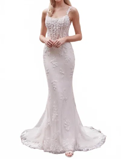 Justin Alexander Fit And Flare Wedding Gown In Sand /ivory In Multi