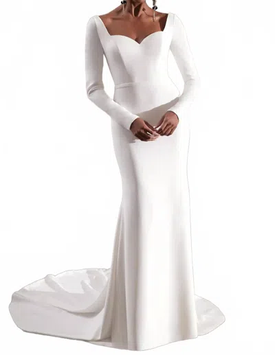 Justin Alexander Piper Long Sleeve Fit And Flare Wedding Dress In Ivory In White