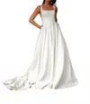 Justin Alexander Square Neck Floral Brocade Wedding Gown In Ivory In White