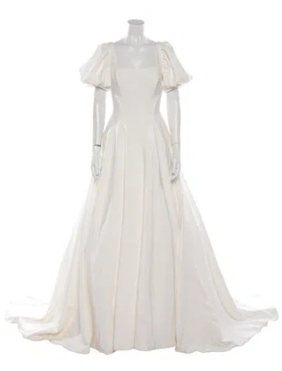 Pre-owned Justin Alexander Square Neckline Long Dress In Neutral