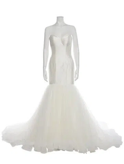 Pre-owned Justin Alexander Strapless Long Dress In Gray