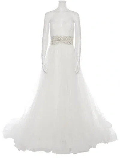 Pre-owned Justin Alexander Strapless Long Dress In Neutral