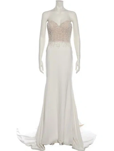 Pre-owned Justin Alexander Strapless Long Dress In Neutral