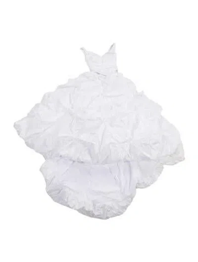 Pre-owned Justin Alexander Strapless Long Dress In White