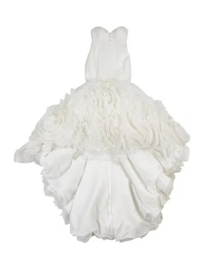 Pre-owned Justin Alexander Strapless Long Dress In White