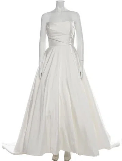 Pre-owned Justin Alexander Strapless Long Dress In White