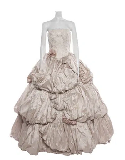 Pre-owned Justin Alexander Vintage Long Dress In Neutral