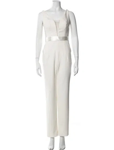 Pre-owned Justin Alexander V-neck Jumpsuit In Neutral