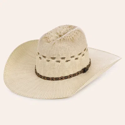 Justin Bent Rail Natural Dylan Cattleman Crown Vented Bangora Straw Cowboy Hat