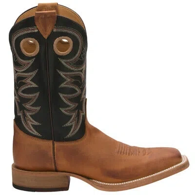 Pre-owned Justin Boots Caddo 11" Square Toe Cowboy Mens Black, Brown Casual Boots Br740
