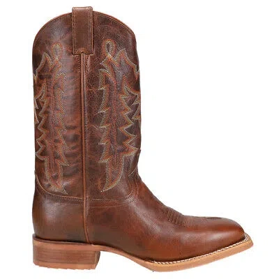 Pre-owned Justin Boots Carsen Embroidery Square Toe Cowboy Mens Brown Casual Boots Cj2030