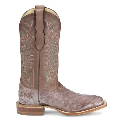 Pre-owned Justin Boots Chisolm 13" Full Quill Ostrich Square Toe Cowboy Mens Brown Casual