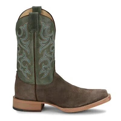 Pre-owned Justin Boots Fergus Medium Square Toe Cowboy Mens Brown, Green Casual Boots Br3