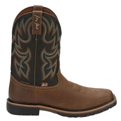 Pre-owned Justin Boots Fireman Square Toe Cowboy Mens Black, Brown Casual Boots Gr9062