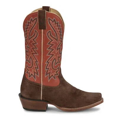 Pre-owned Justin Boots Jimmy Medium Square Toe Cowboy Mens Brown, Orange Casual Boots Fn7