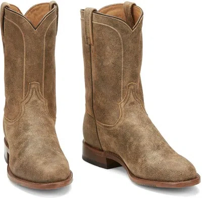 Pre-owned Justin Boots Justin 10in Goat Mens Desert Tan Monterey Leather Cowboy Boots