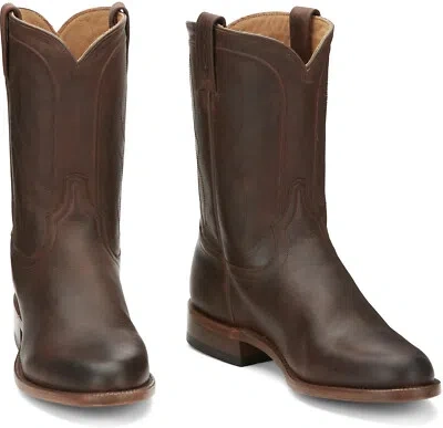 Pre-owned Justin Boots Justin 10in Goat Mens Whiskey Monterey Leather Cowboy Boots In Brown