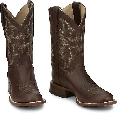 Pre-owned Justin Boots Justin 11in Mens Chocolate Wayne Leather Cowboy Boots In Brown