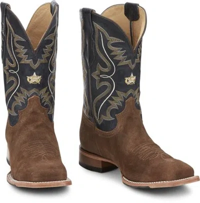 Pre-owned Justin Boots Justin 11in Mens Dusty Blue Dillon Leather Cowboy Boots