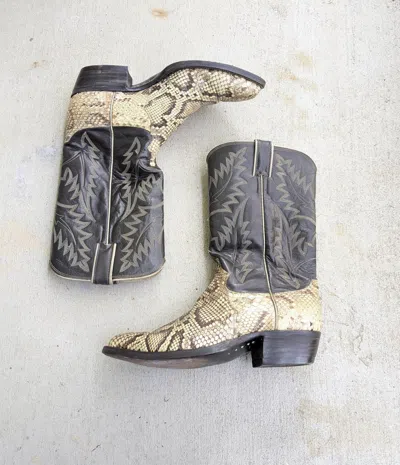Pre-owned Justin Boots Justin Cowboy Boots Snakeskin Brown 9 D Leather Python In Multi