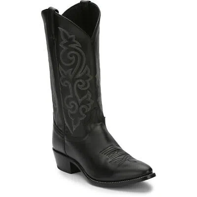 Pre-owned Justin Boots Justin Men's 1409 Buck 13" Black Medium Round Toe Unit Heel Western Cowboy Boots In Black (black)