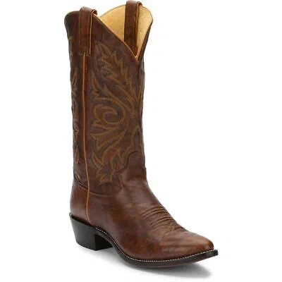 Pre-owned Justin Boots Justin Men's 1560 Buck 13" Chestnut (prints) Round Toe Unit Heel Western Boots In Chesnut (prints)