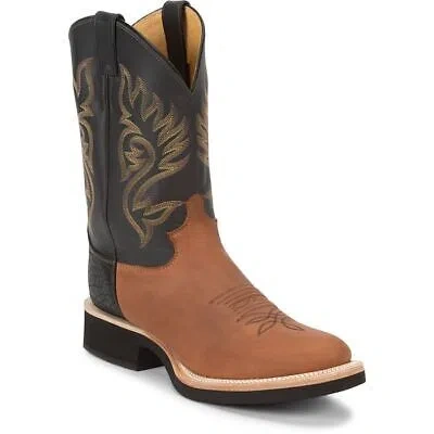 Pre-owned Justin Boots Justin Men's 5008 Paluxy 11" Brown Round Toe Unit Heel Western Cowboy Boots In Brown (brown)