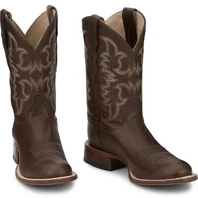 Pre-owned Justin Boots Justin Men's Aq7071 Wayne 11" Chocolate Fargo (brown) Block Heel Western Boots