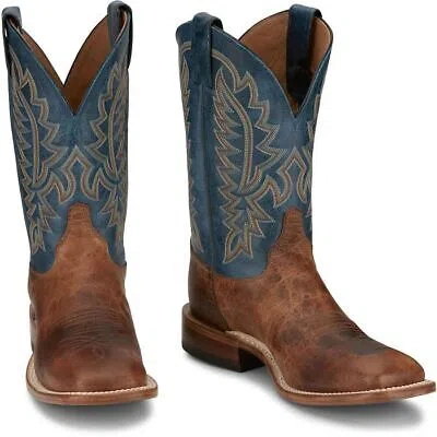 Pre-owned Justin Boots Justin Men's Br388 Poston 11" Amber (brown) Square Toe Western Mid-calf Boots