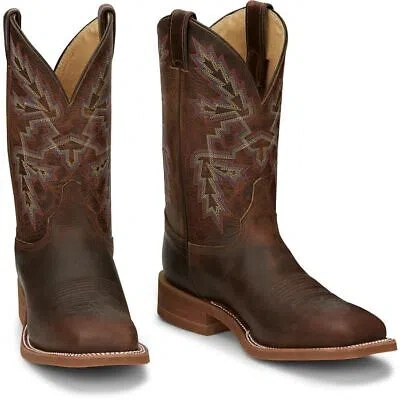 Pre-owned Justin Boots Justin Men's Br5348 Bender 11" Dark Brown Slip-resistant Western Mid-calf Boots In Dark Brown (brown)
