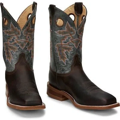 Pre-owned Justin Boots Justin Men's Br5349 Bender 11" Chocolate Brown Slip-resistant Western Boots In Chocolate Brown (brown)