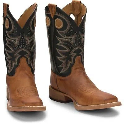 Pre-owned Justin Boots Justin Men's Br740 Caddo 11" Copper Brown Sq Toe Block Heel Western Boots In Copper Brown (brown)