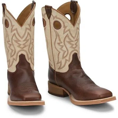 Pre-owned Justin Boots Justin Men's Br776 Caddo 11" Cognac Damiana (brown) Block Heel Western Boots