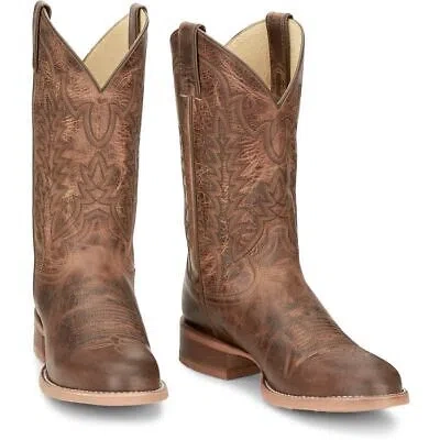 Pre-owned Justin Boots Justin Men's Cj2045 Clanton 12" Khaki (brown) Wide Round Toe Western Boots