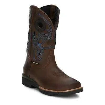 Pre-owned Justin Boots Justin Men's Cr3204 Nitread 11" Toffee Brown Nano Composite Toe Waterproof Boots In Toffee Brown (brown)