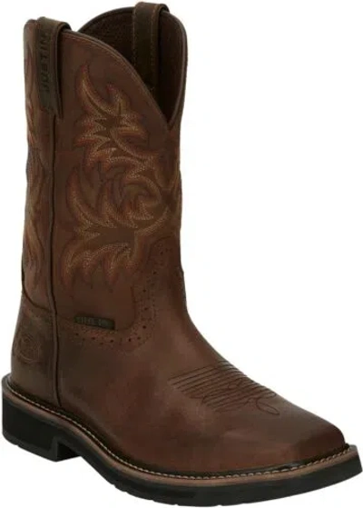 Pre-owned Justin Boots Justin Men's Driller Western Work Boot Steel Toe - Se4684 In Dark Brown (brown)